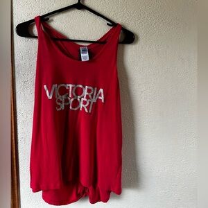 Victoria's Secret Red Tank with Silver 'Victoria Sport' Logo